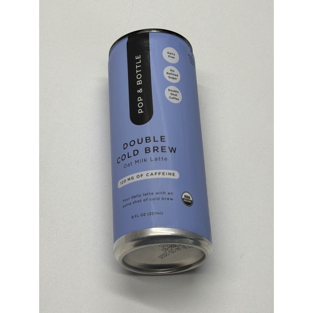 Pop & Bottle Double Cold Brew‎ Oat Milk Latte 120mg Caffeine 8oz Can
